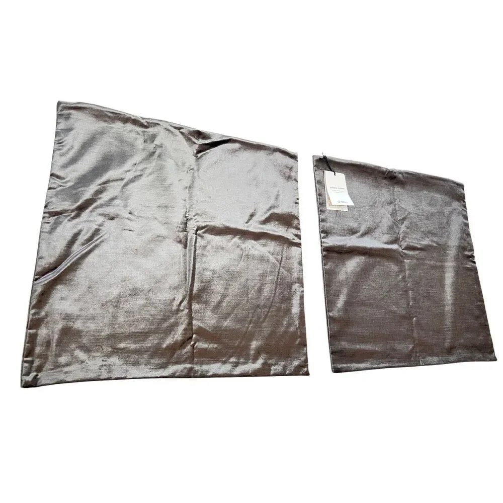 Lot of 2 West Elm Gray Crushed Velvet Throw Pillow Covers NWT